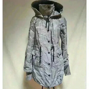 NWOT Blanc Noir Women's Gray On Grey‎ Camo Hooded Anorak Jacket Originally $199